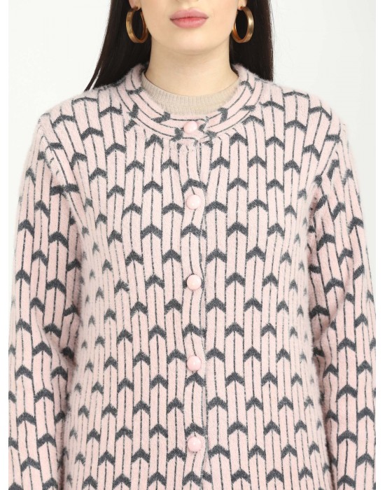 Women Long coat peach Front Design with button